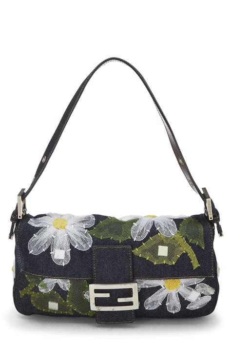 fendi denim daisy baguette|Fendi denim baguette sale.